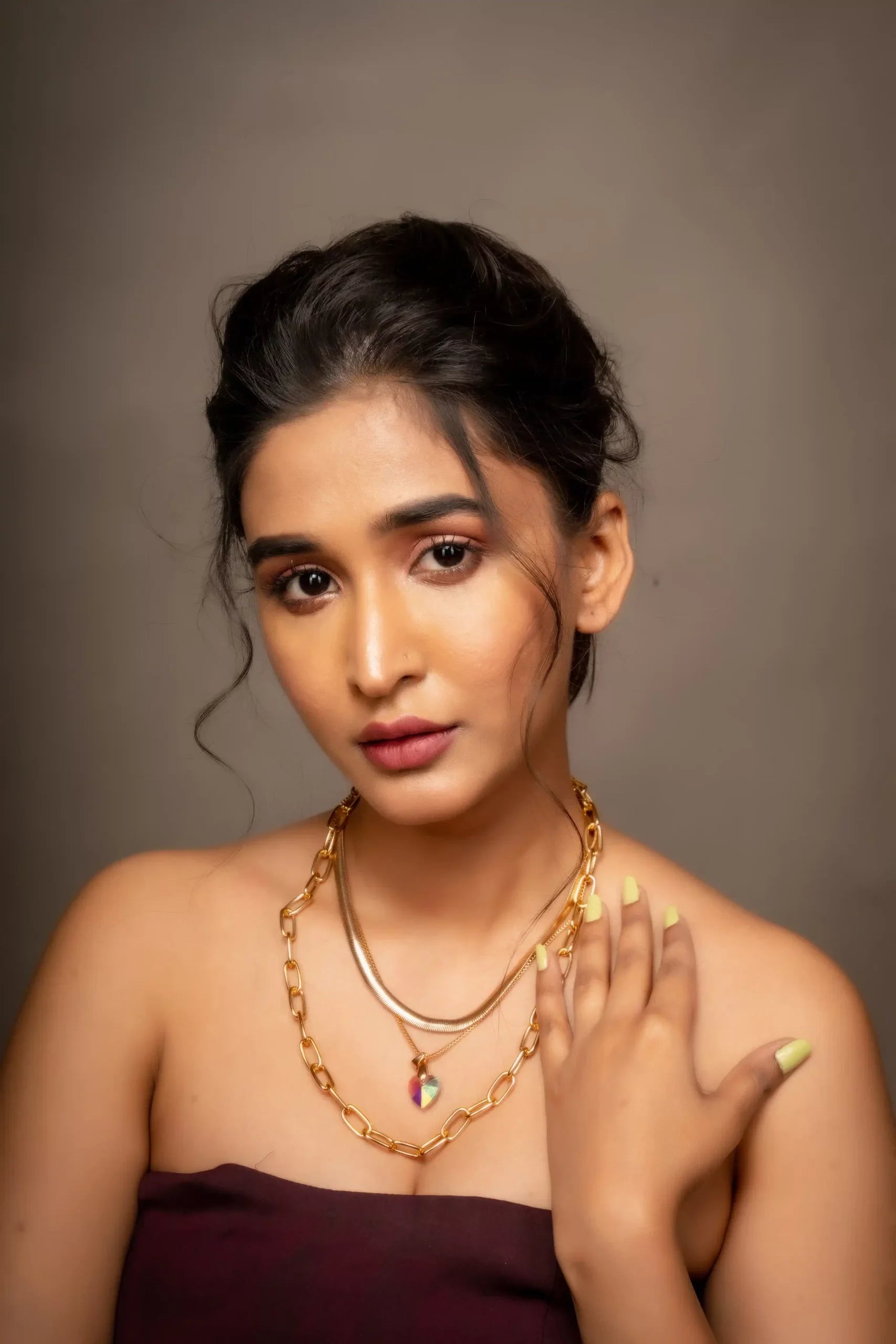 Three Layered Crystal Heart Necklace