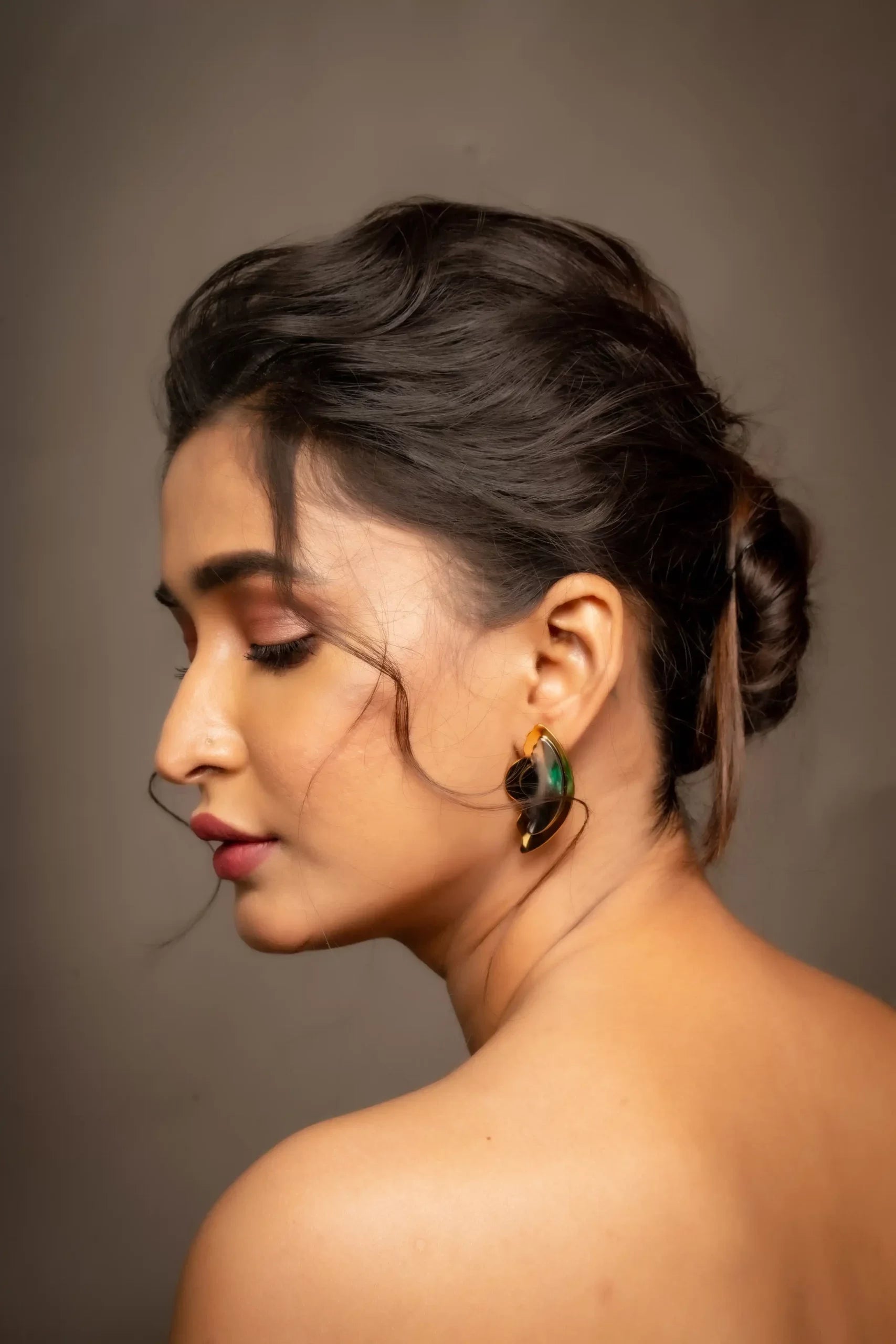 Color Block Wing Stud Earrings