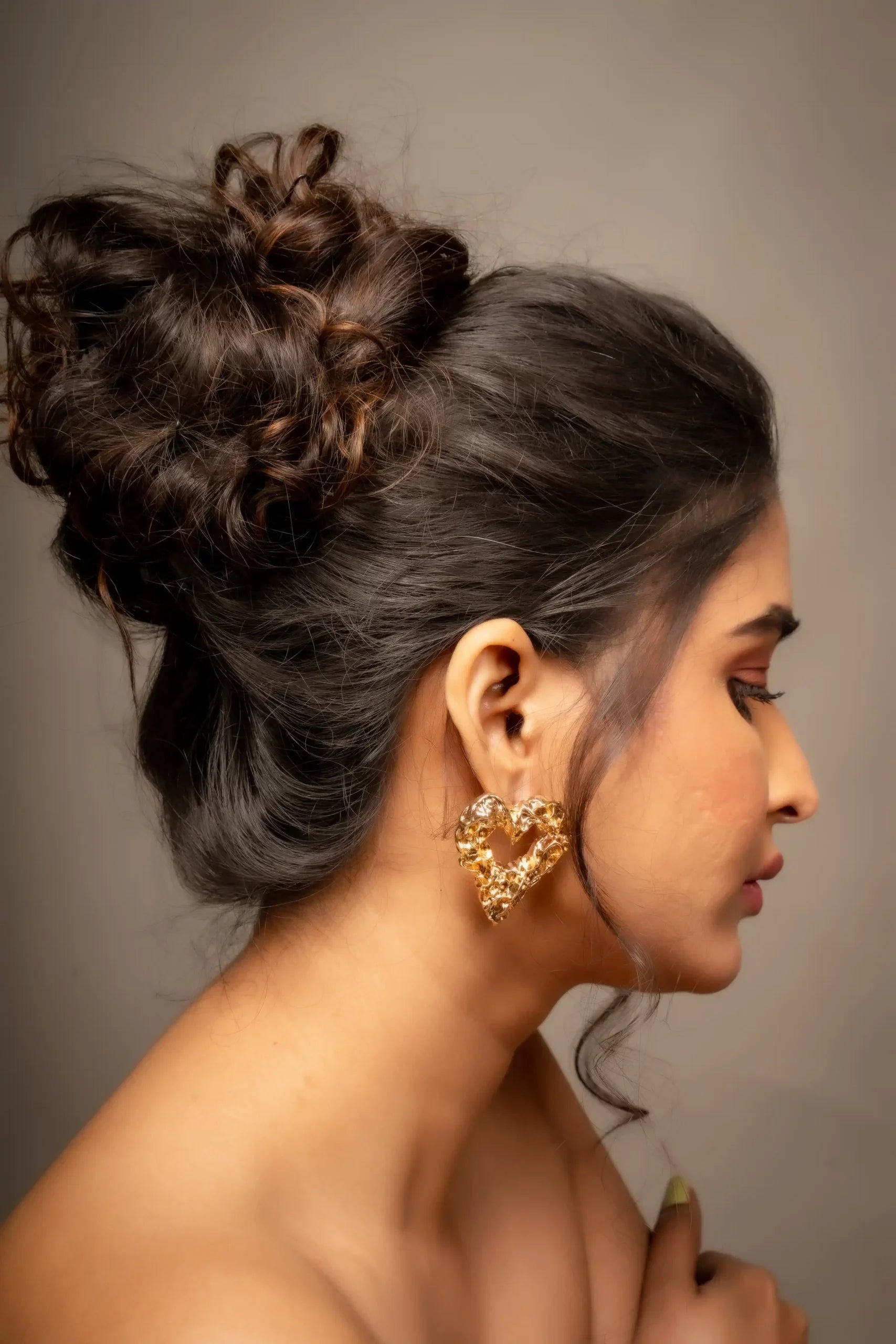 Folded Hollow Heart Earrings