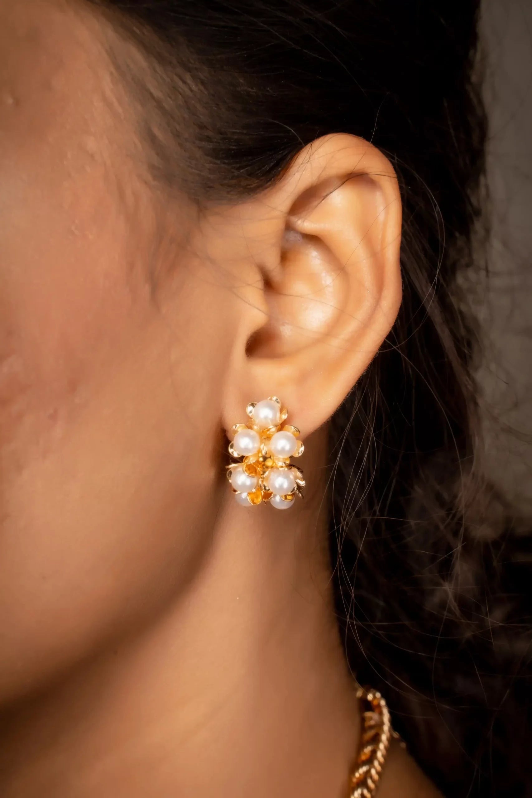 18k gold plated pearl hoops