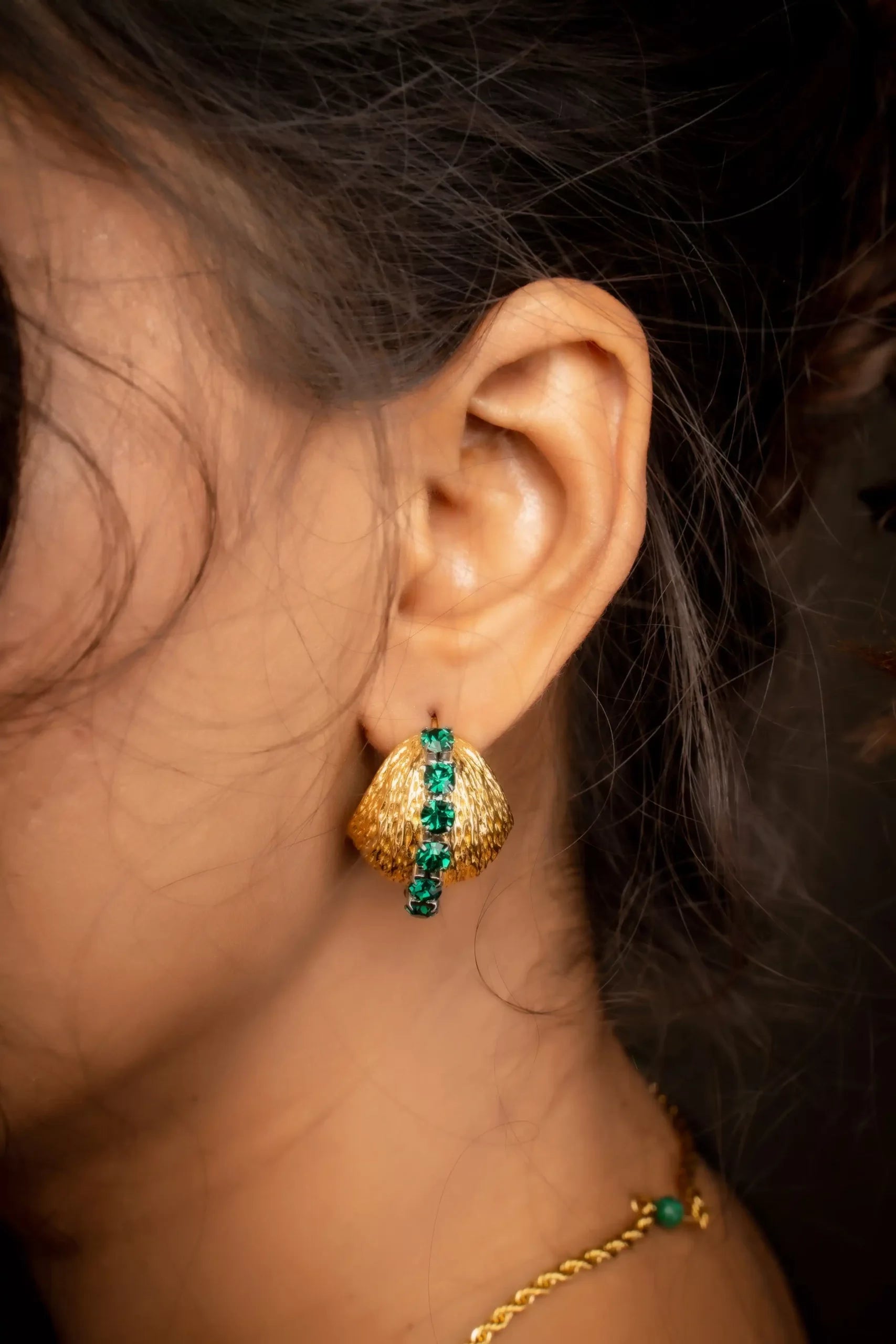 Gold Ball Stone Studded Earrings