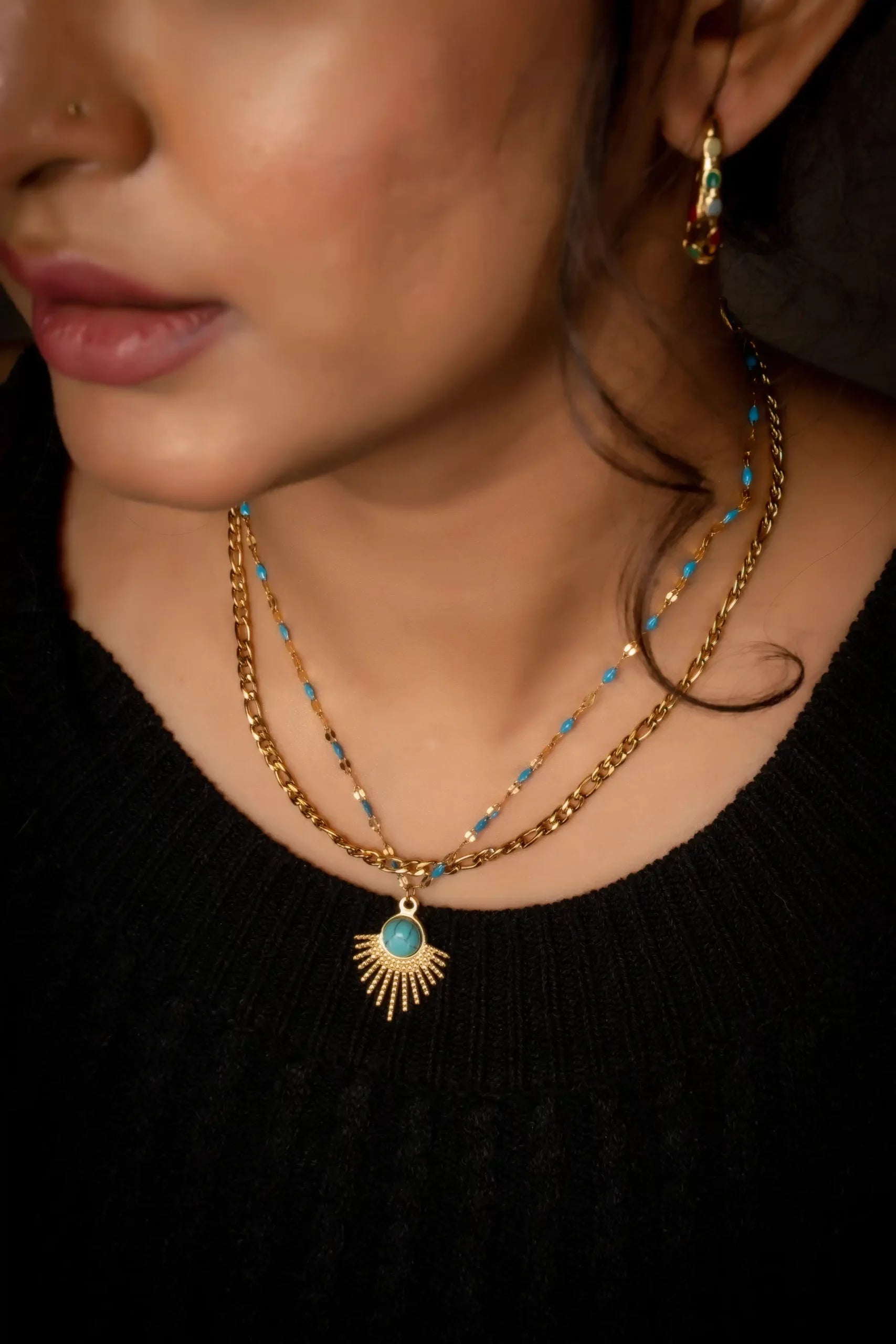Double layered Turquoise Stardom Necklace
