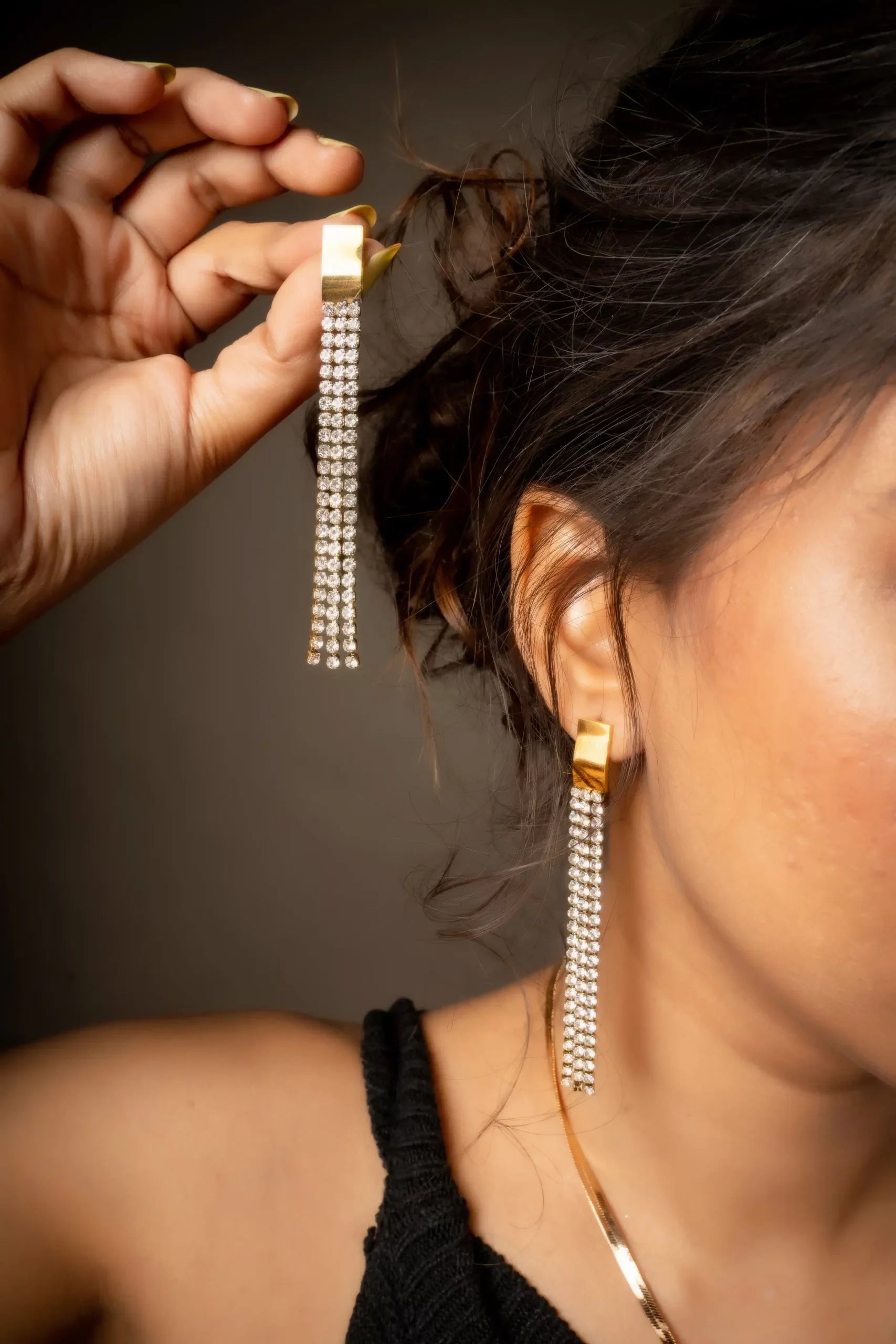 American Diamond Tassel Earrings