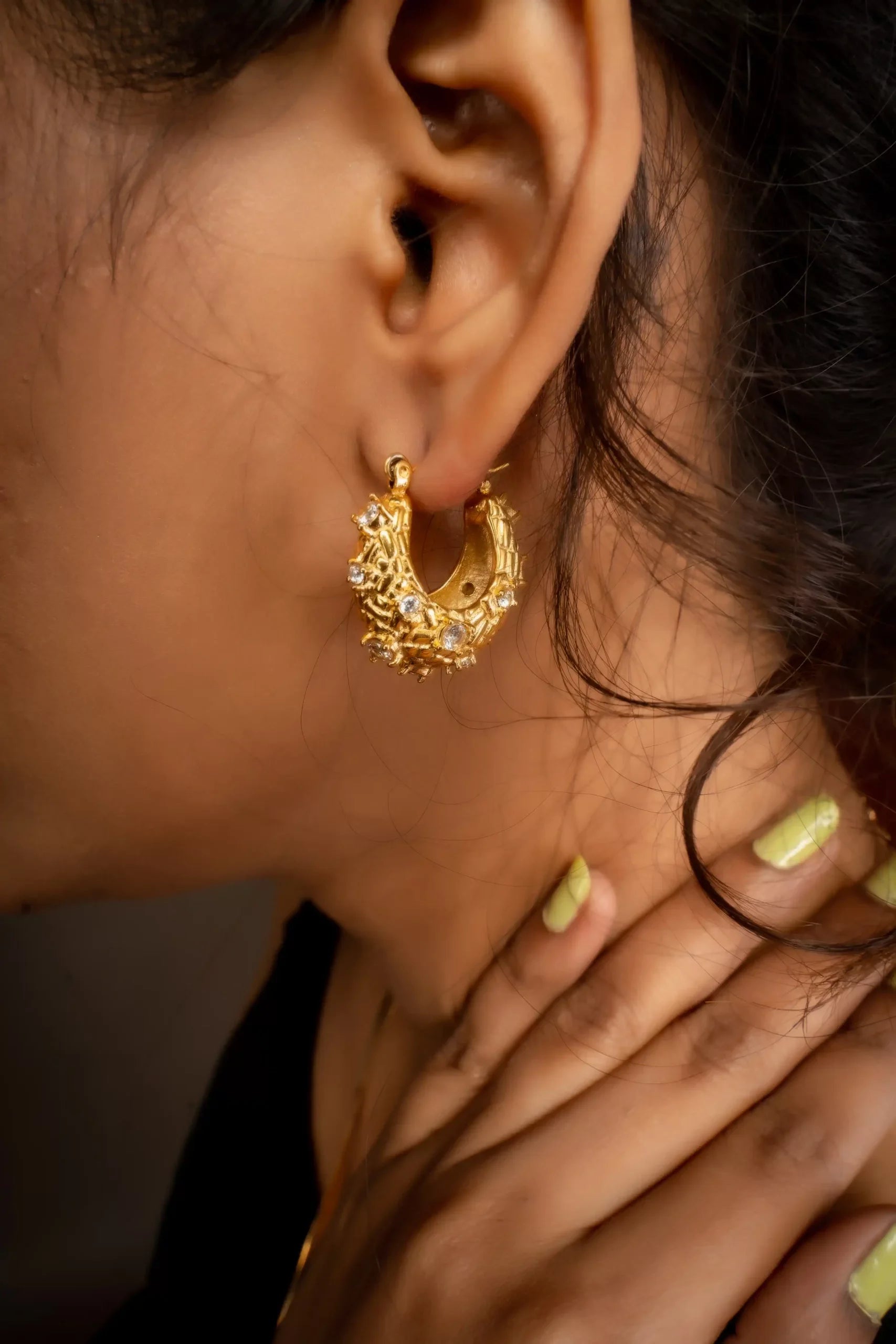 American Diamond Studed Geometric Earrings