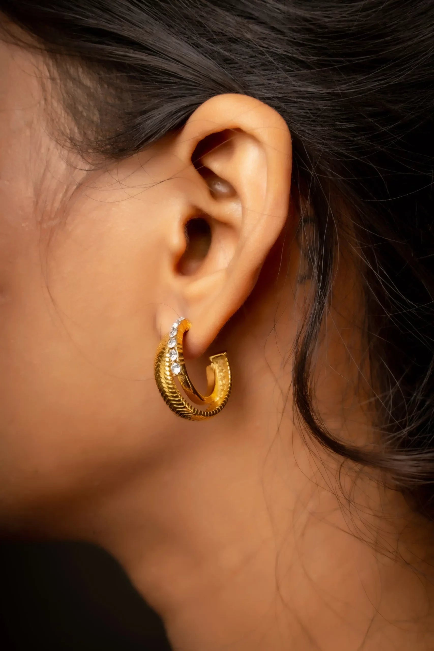 Herringbone cross-stiched earrings