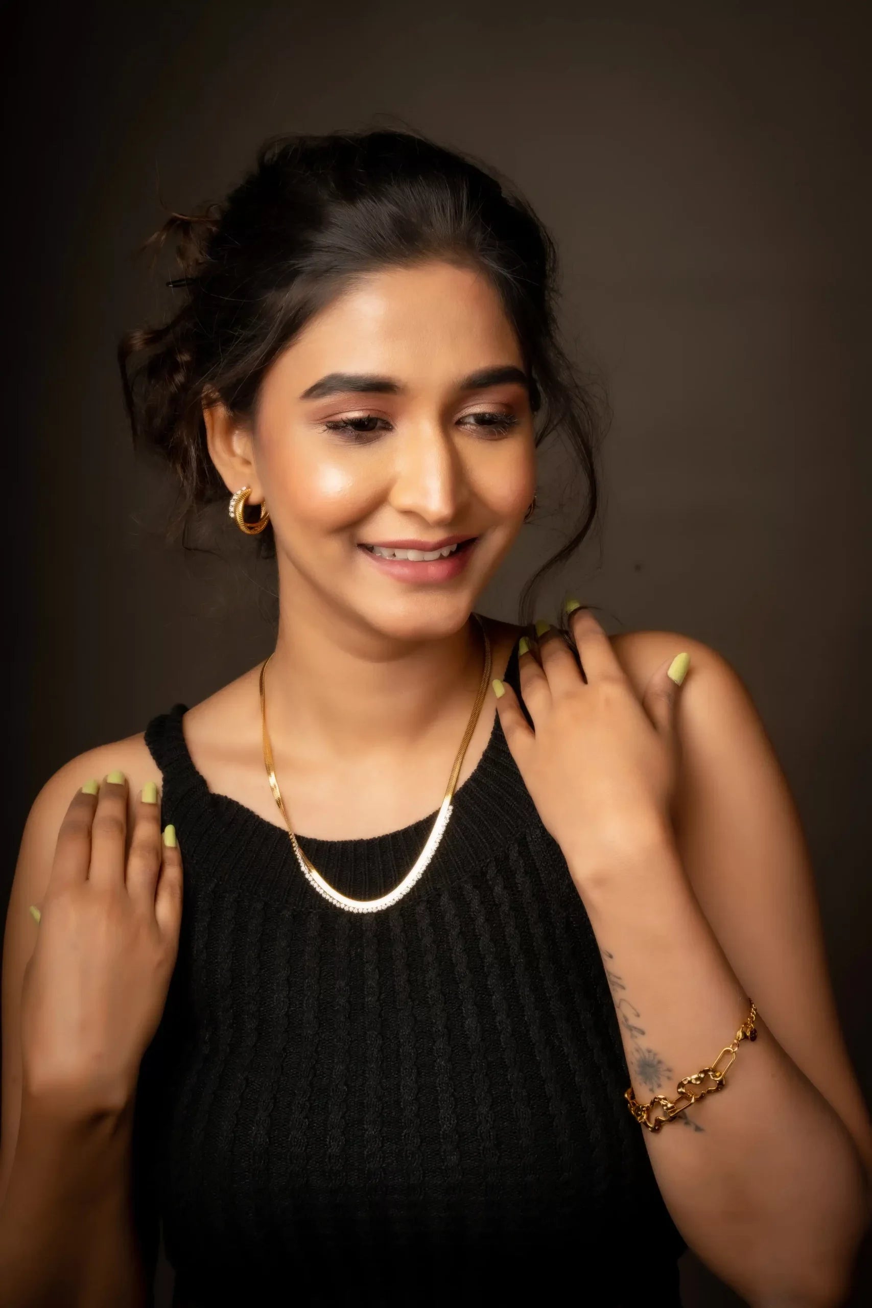 Artificial Diamond Herringbone Chain Necklace