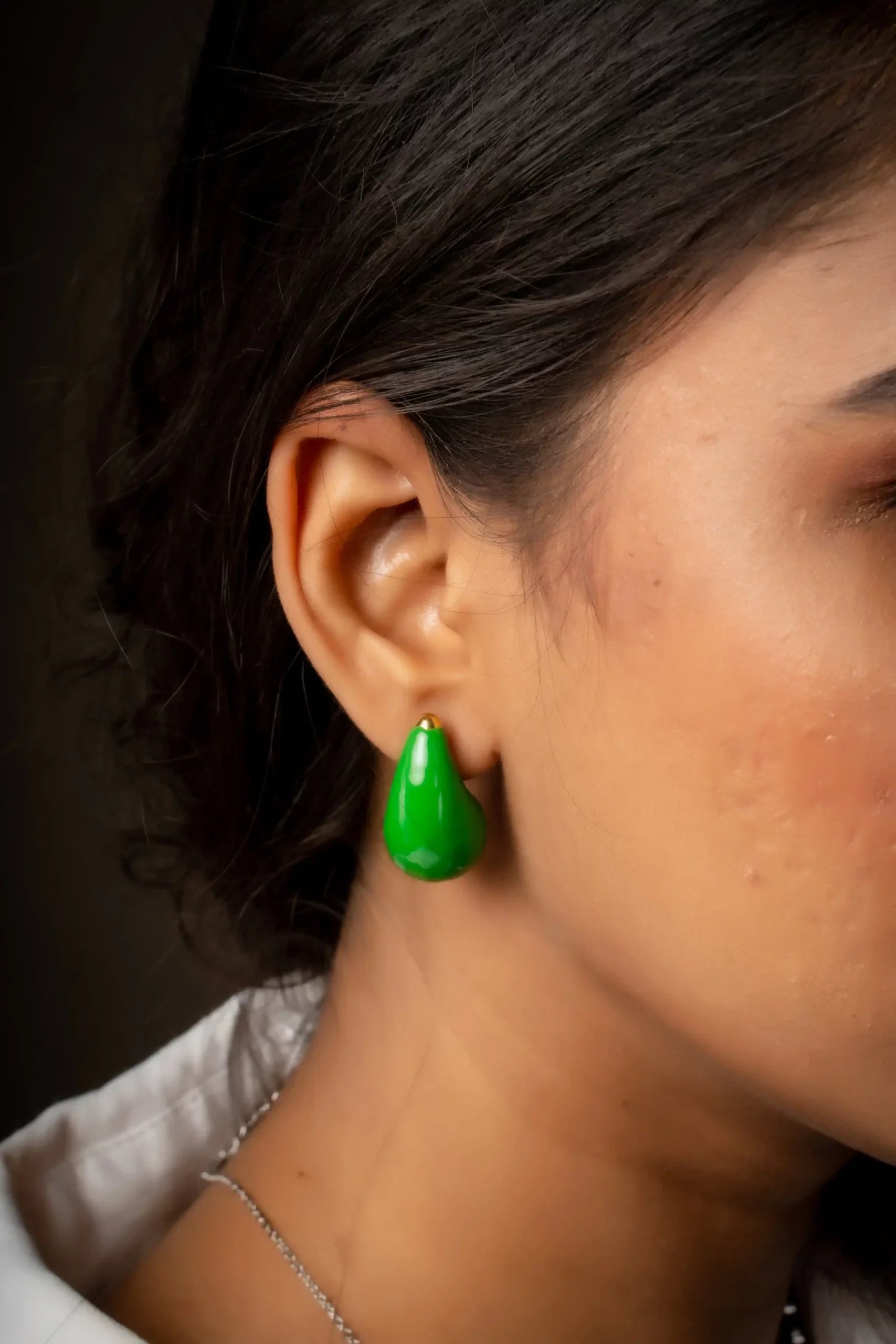 Green Droplet Earrings