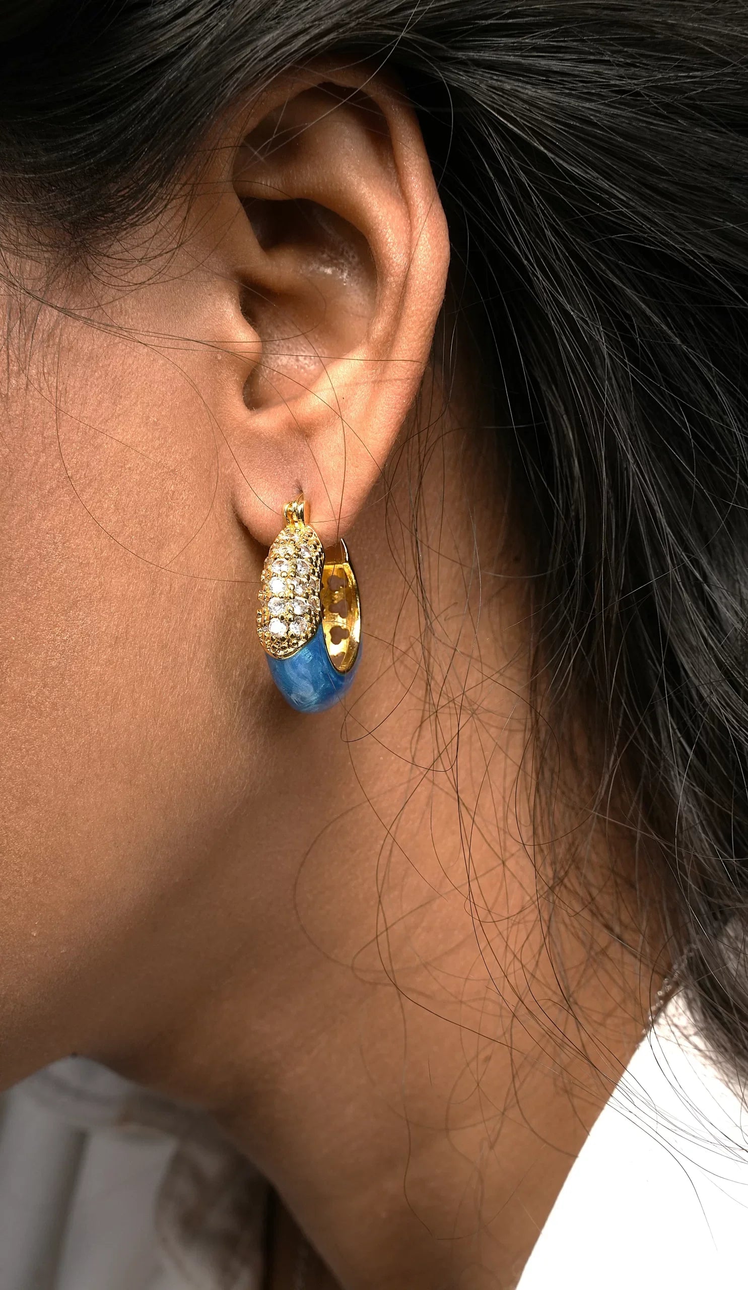 Classic Marbled Hoop Earrings (BLUE)