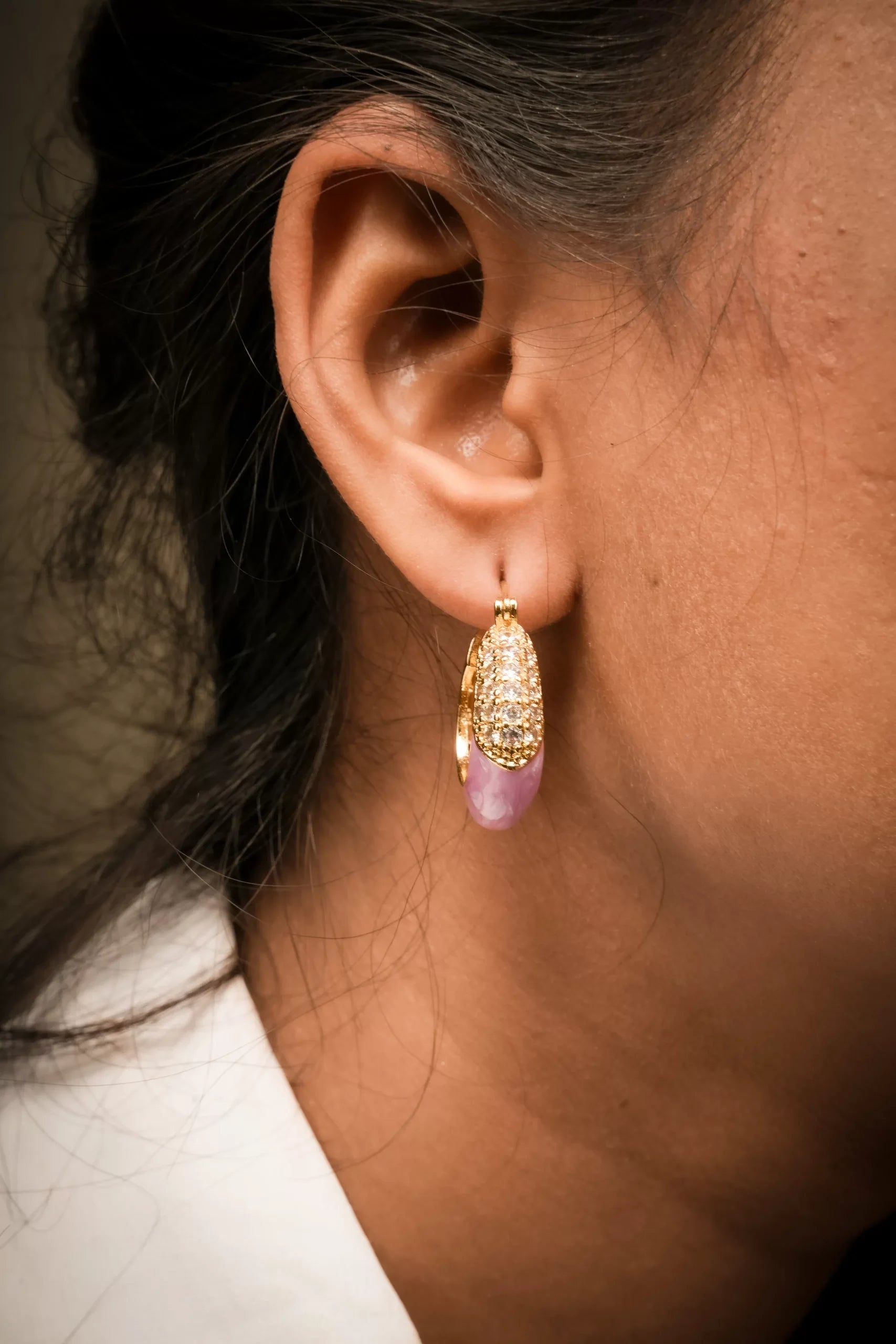 Classic Marbled Hoop Earrings (PINK)