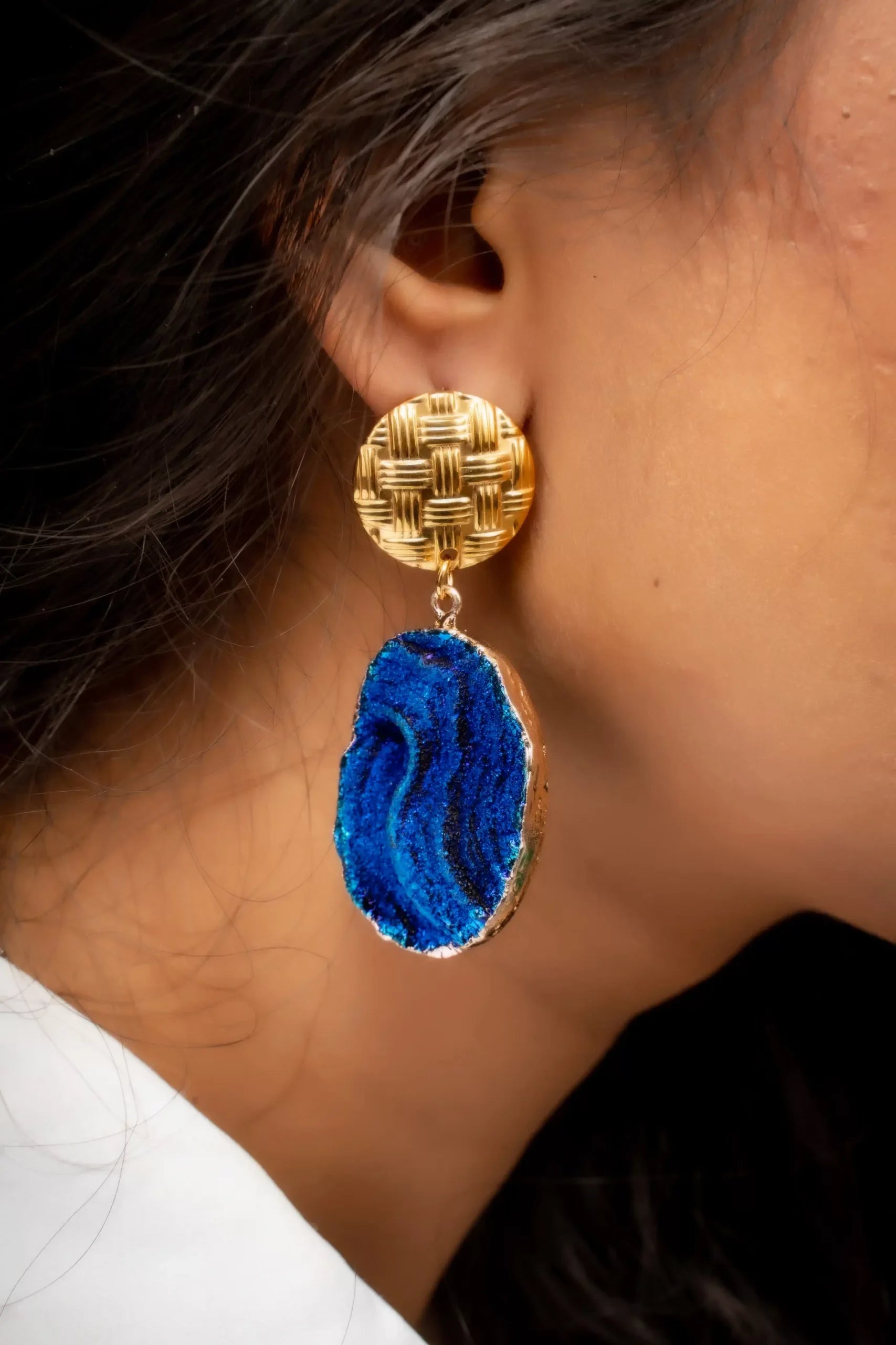 Blue Lava Geometric Earrings