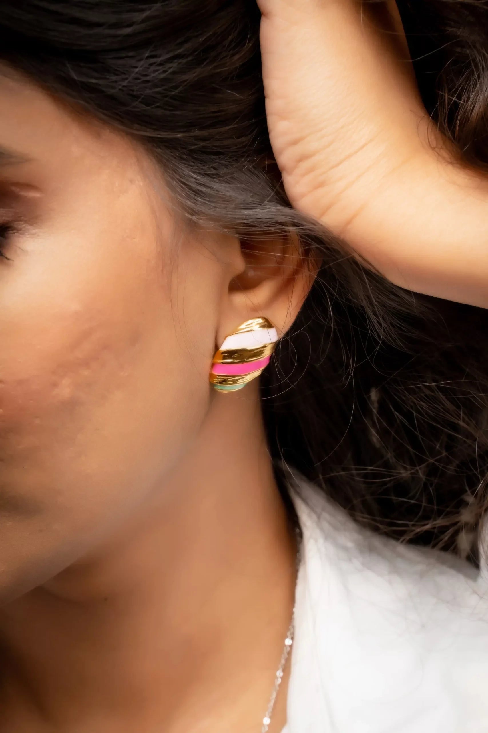 Oval Enamel Stud Earrings