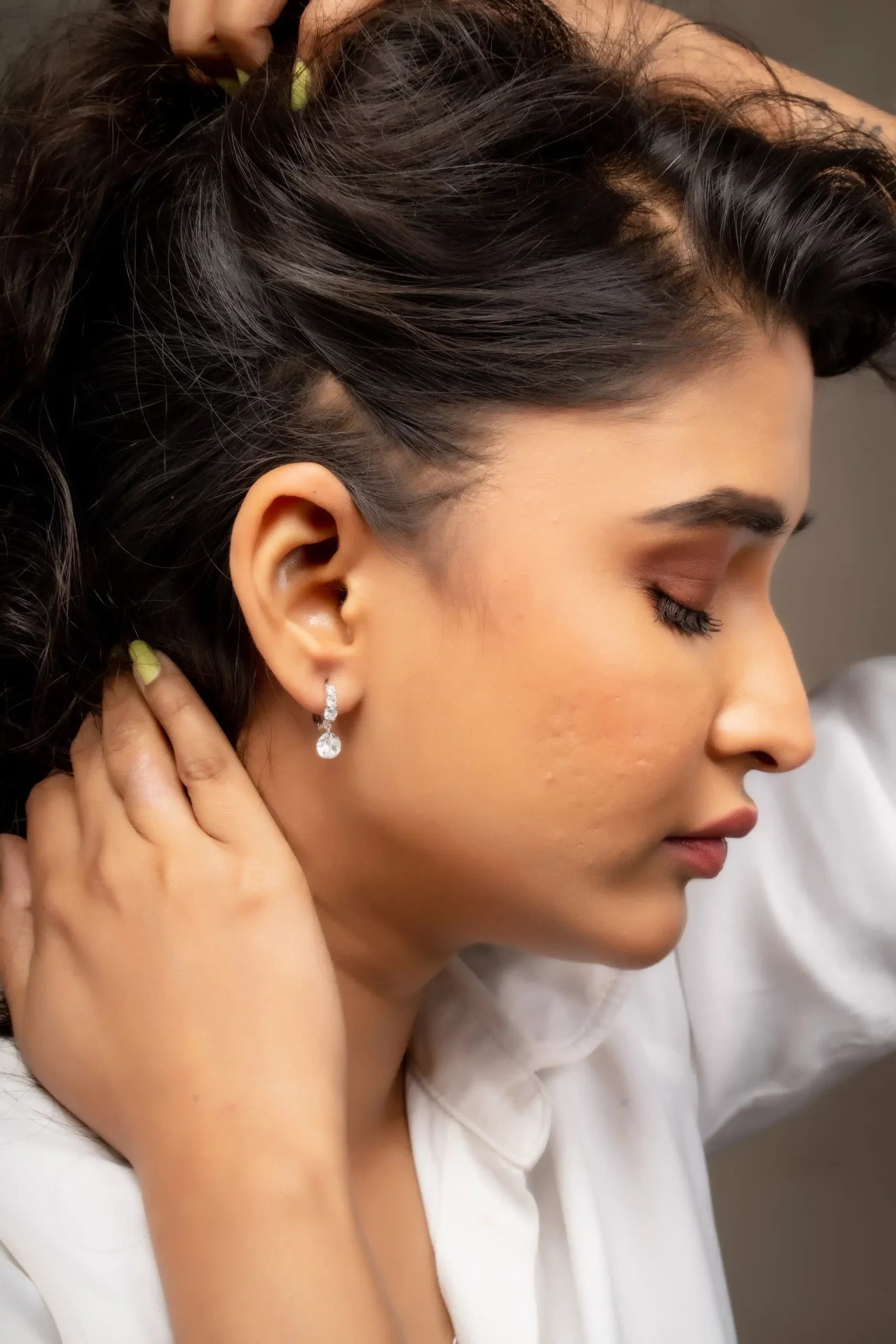 White Gold American Diamond Earrings