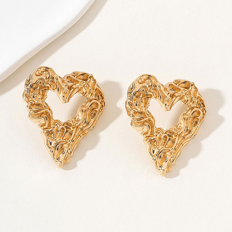 Folded Hollow Heart Earrings