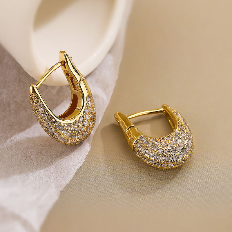 U-Shaped Zirconium Earrings
