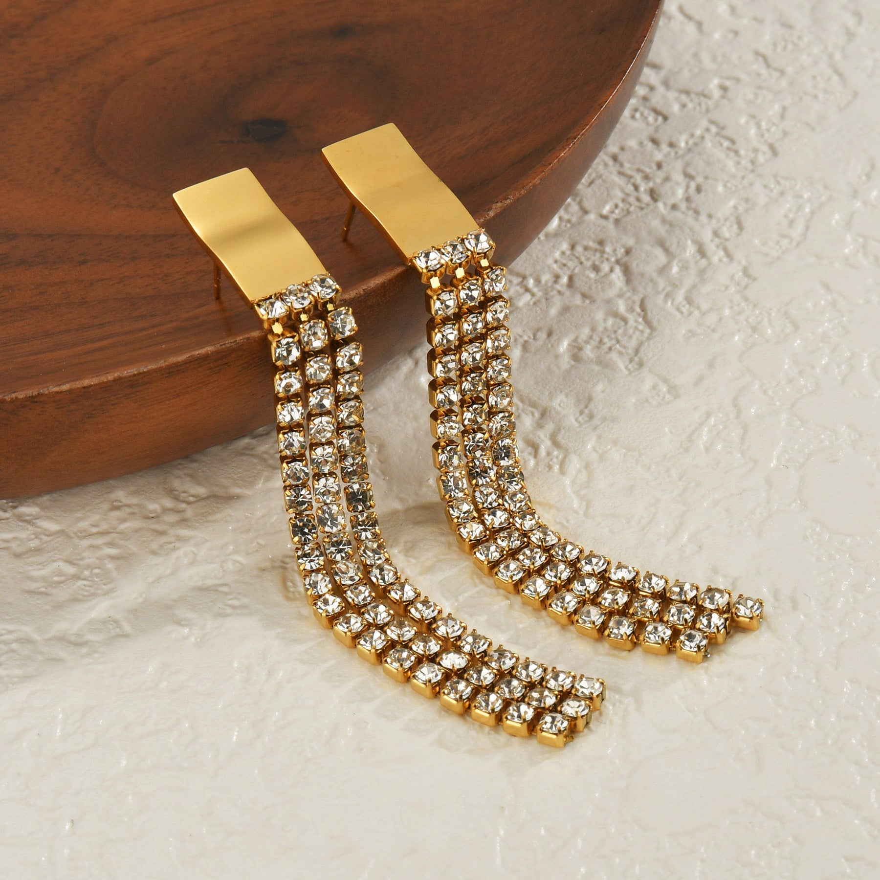 American Diamond Tassel Earrings