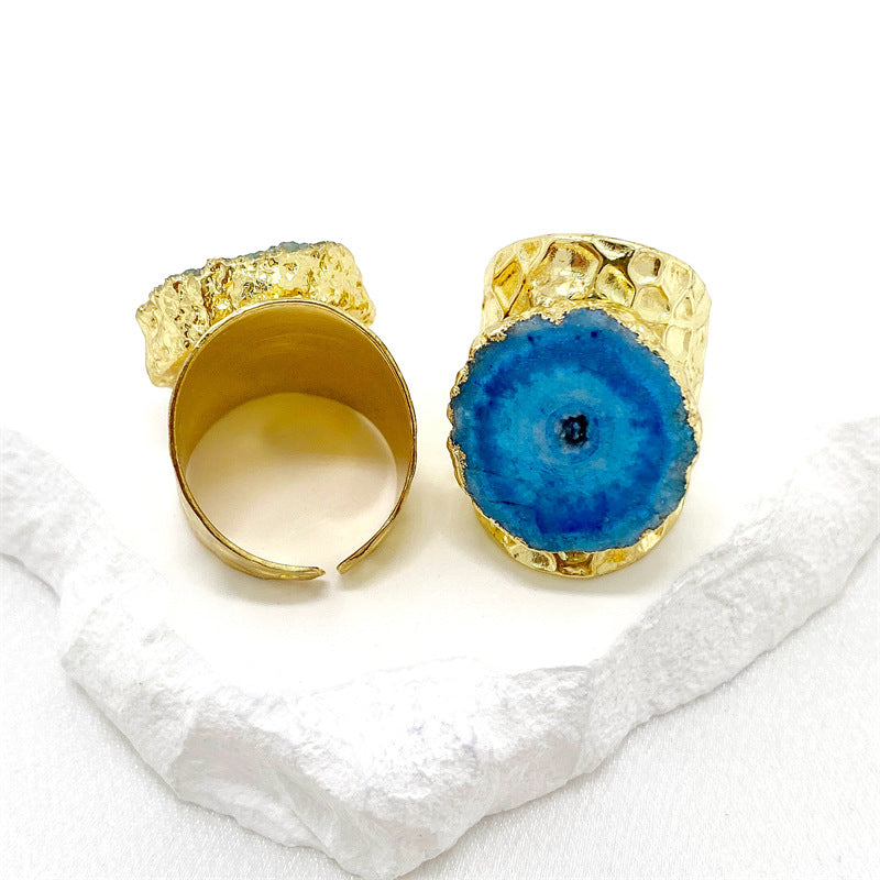Broad Crystal Open Ring (BLUE)