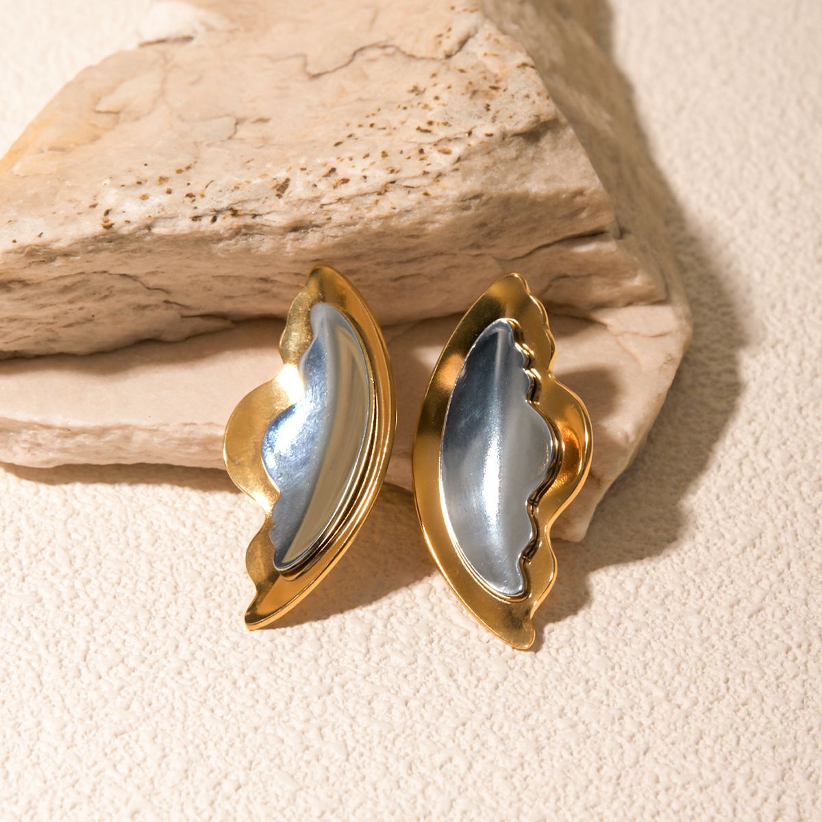 Color Block Wing Stud Earrings