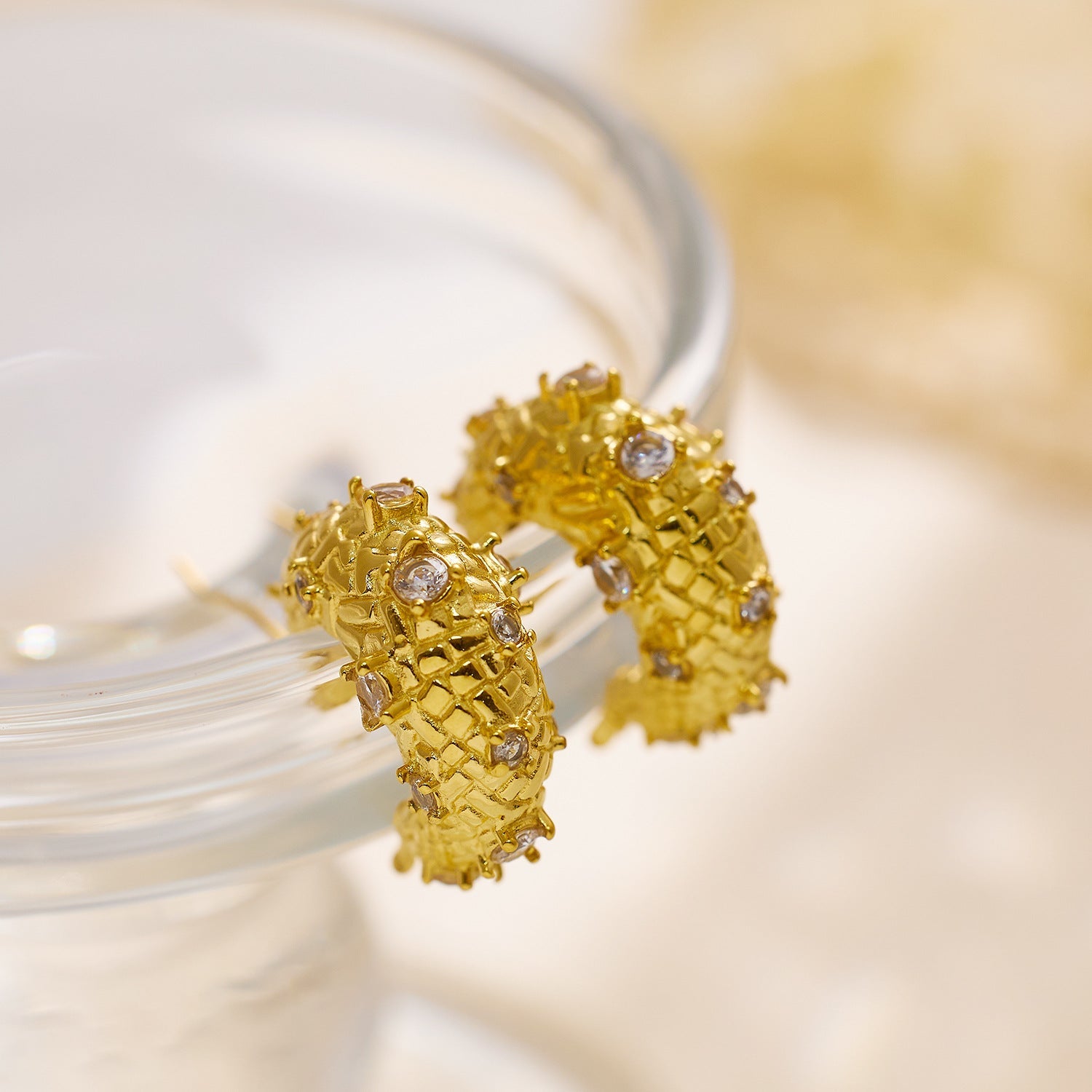 American Diamond Studed Geometric Earrings