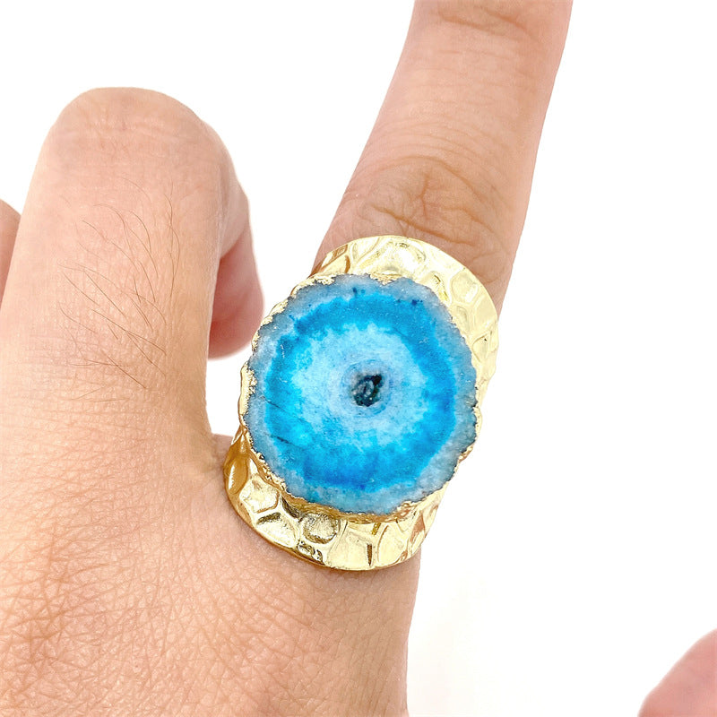 Broad Crystal Open Ring (BLUE)