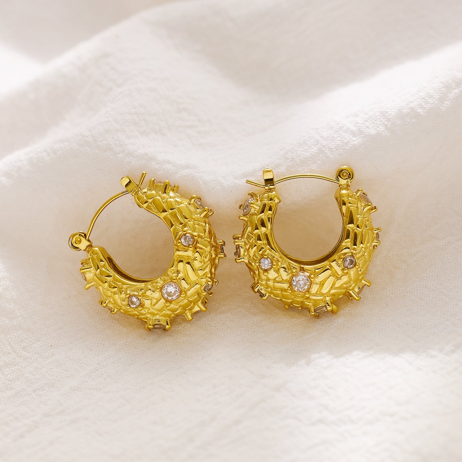 American Diamond Studed Geometric Earrings