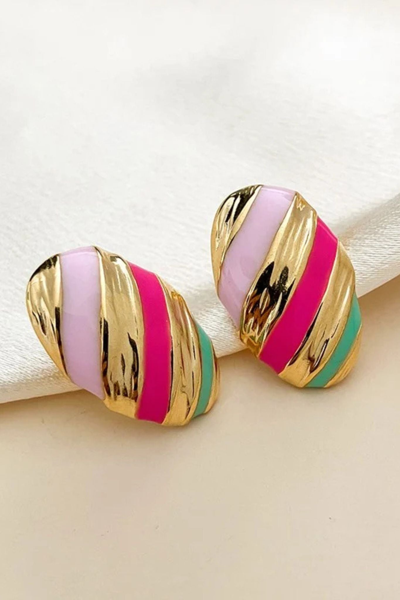 Oval Enamel Stud Earrings