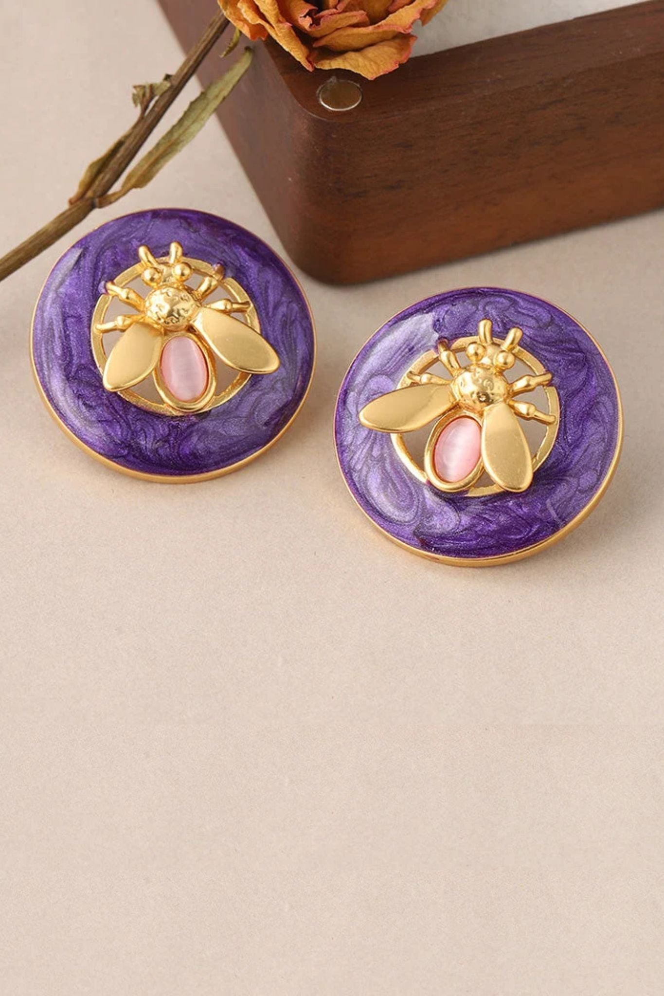 Purple Bee Earrings