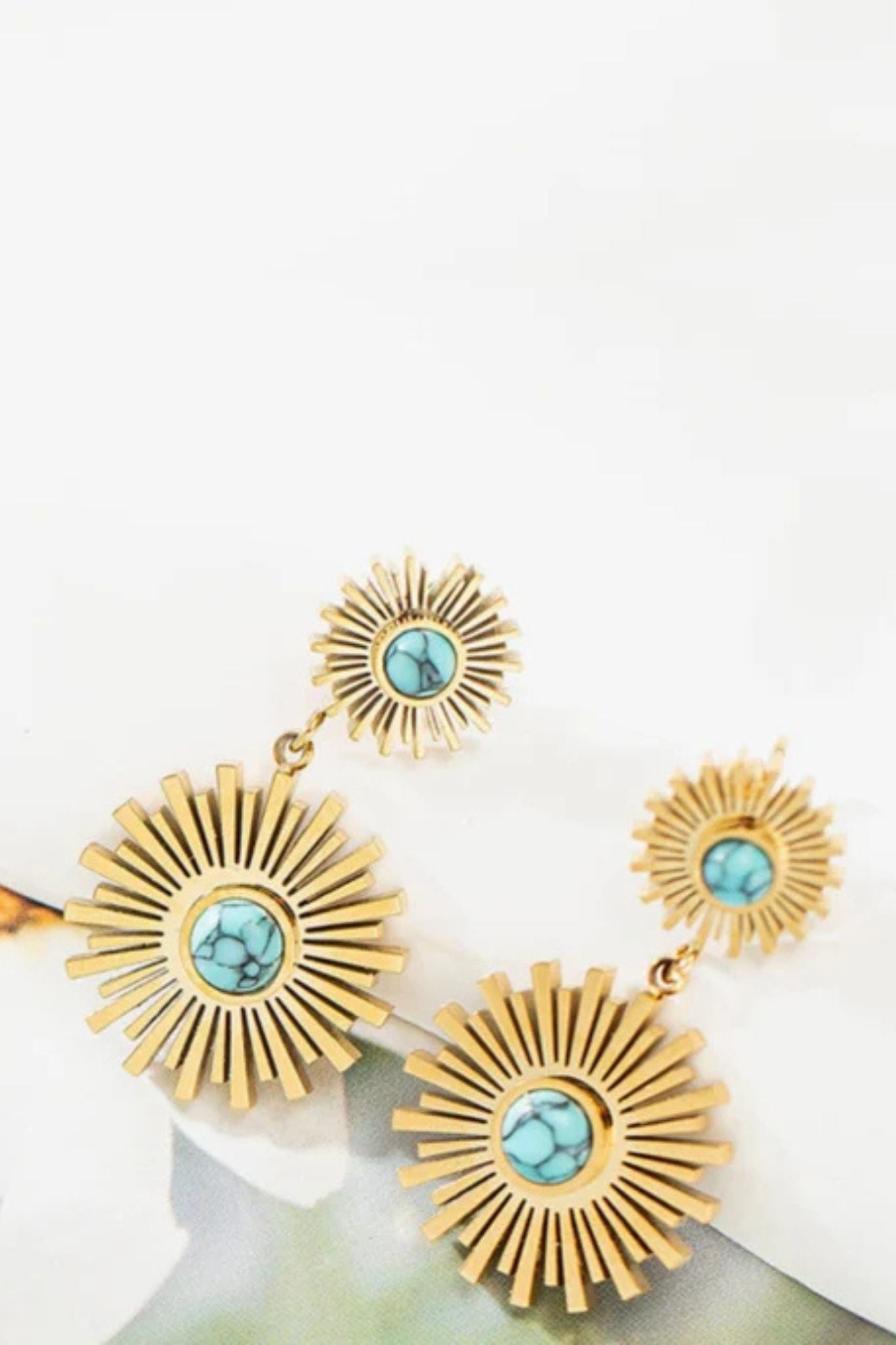 Dazzling Sunburst Turquoise Earrings