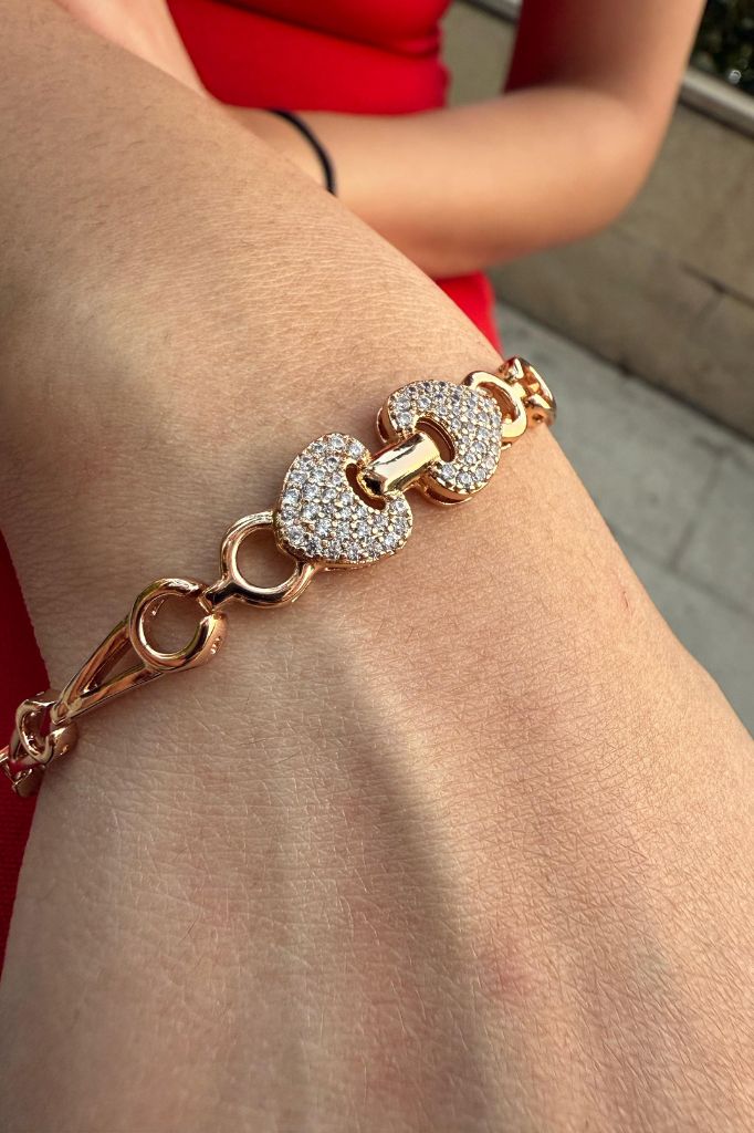 American Diamond 18k gold plated heart bracelet