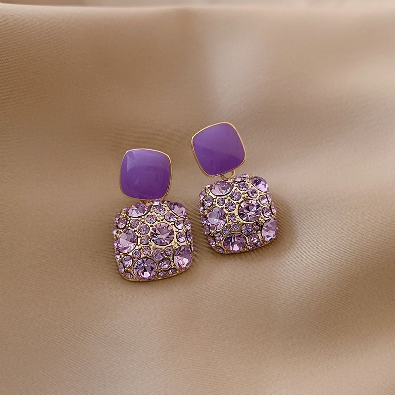 Lavender Square Drop Earrings